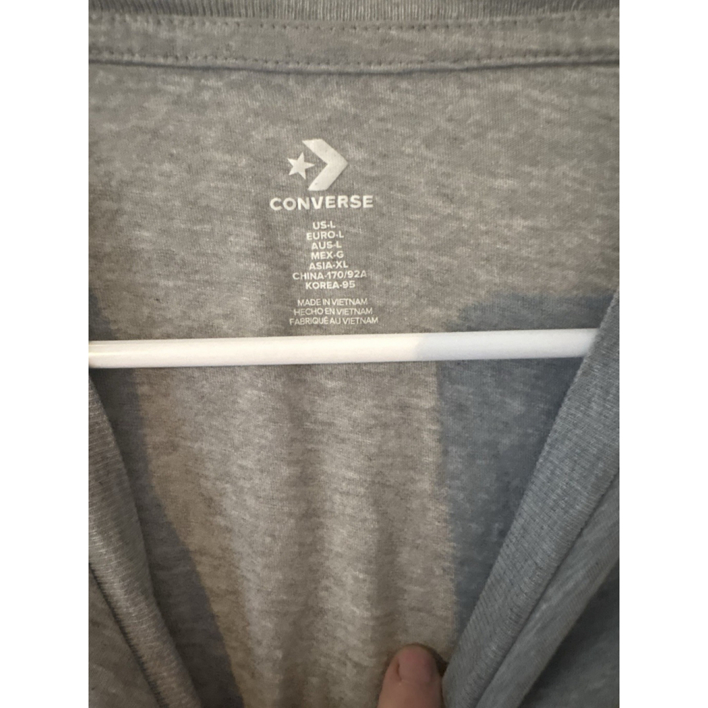Converse Sunflower Graphic T-Shirt Womens Heather Gray Sleeve Logo Cotton L - Picture 3 of 5